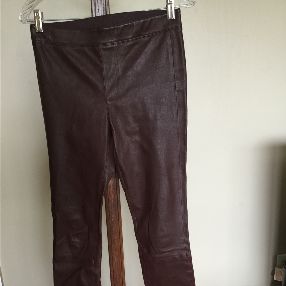 HELMUT LANG 4 Brown Lamb leather skinny jeans